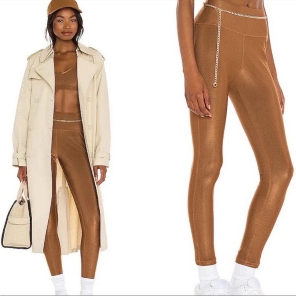 NWT- WeWoreWhat x Revolve Solid High Rise Chain Legging in Solid Rib Brown